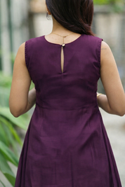 Wine Flared Kurta Set for Women Elegant Solid Ethnic Co Ord Outfit