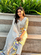 Yellow Floral Printed Kurti Pant Set with Dupatta Elegant Cotton Ethnic Wear for Women
