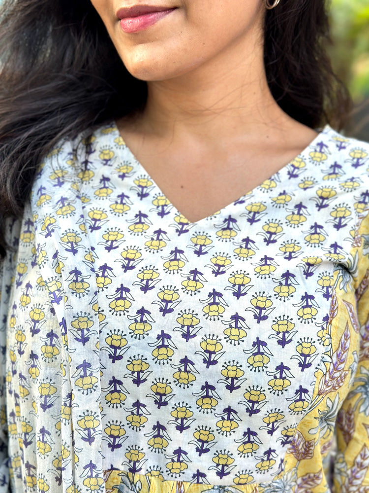 Yellow Floral Printed Kurti Pant Set with Dupatta Elegant Cotton Ethnic Wear for Women