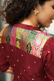 Maroon Designer Kurta Set for Women Festive Ethnic Wear with Printed Yoke