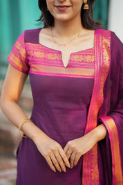 Purple Traditional Kurta Set for Women Elegant Ethnic Wear with Zari Border