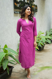 Magenta Straight Kurta Set for Women Elegant Everyday Ethnic Wear