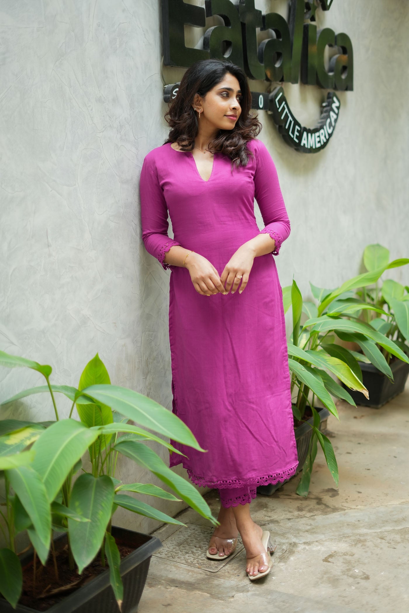 Magenta Straight Kurta Set for Women Elegant Everyday Ethnic Wear