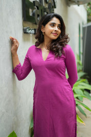 Magenta Straight Kurta Set for Women Elegant Everyday Ethnic Wear