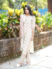 TheHandStitch Pastel Floral Printed Cotton Kurti Set with Dupatta Elegant Daily Wear Ethnic Outfit