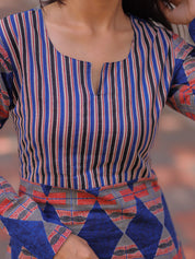 Blue Geometric Printed Kurta Pant Set for Women Stylish Cotton Ethnic Wear