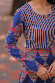 Blue Geometric Printed Kurta Pant Set for Women Stylish Cotton Ethnic Wear