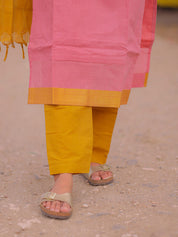 Pink Kurta Set with Mustard Dupatta for Women | Elegant Traditional Ethnic Wear