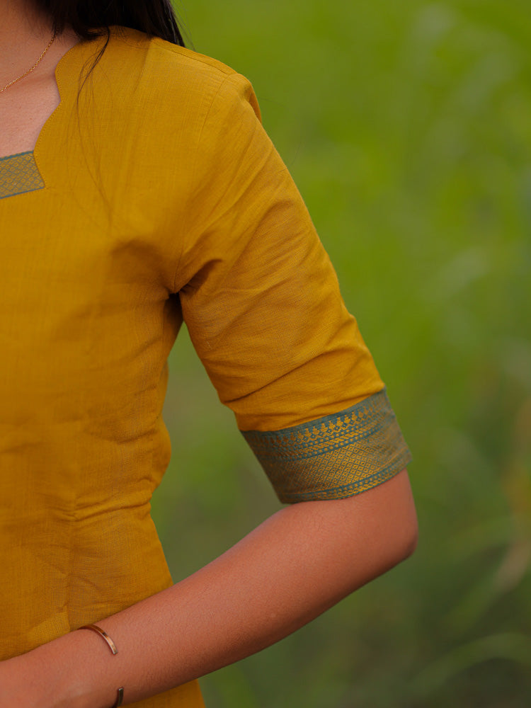 Mustard Yellow Kurta Set with Teal Dupatta for Women Elegant Traditional Ethnic Wear