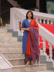 Royal Blue Kurta Pant Dupatta Set for Women Elegant Cotton Ethnic Wear