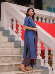 Royal Blue Kurta Pant Dupatta Set for Women Elegant Cotton Ethnic Wear