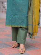 Teal Green Kurta Pant Dupatta Set for Women Elegant Cotton Ethnic Wear