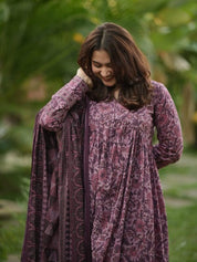Rosewood Printed Kurta Set for Women Elegant Ethnic Wear with Dupatta