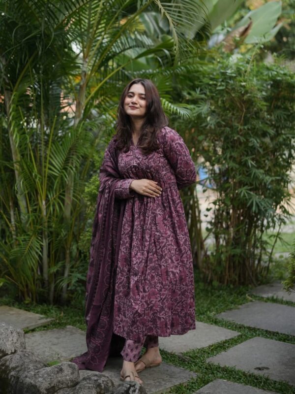 Rosewood Printed Kurta Set for Women Elegant Ethnic Wear with Dupatta