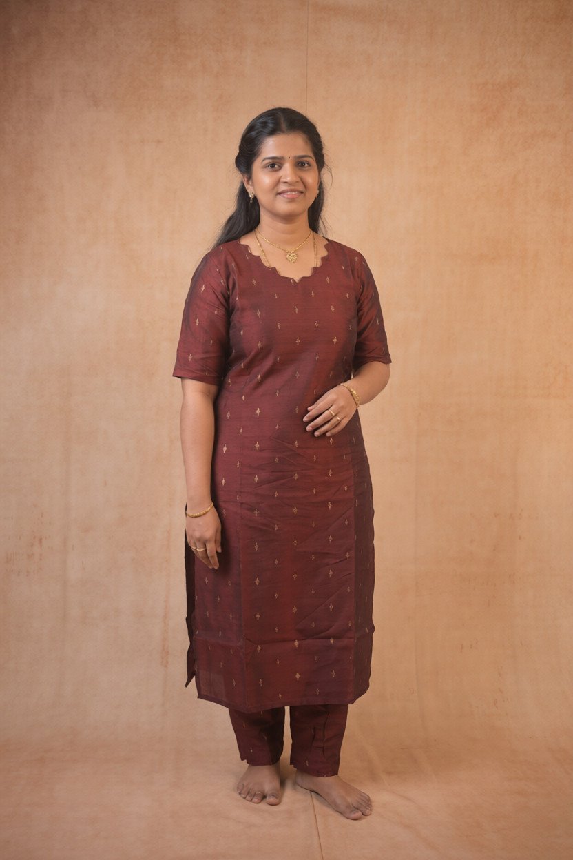 TheHandStitch Elegant Brown Straight Kurti for Women Minimal Ethnic Daily & Office Wear