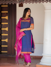 Royal Indigo Kurta Set for Women Traditional Ethnic Suit with Dupatta