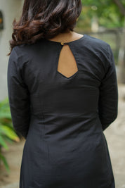 Black Straight Kurta Set for Women Elegant Solid Ethnic Wear