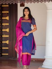 Royal Indigo Kurta Set for Women Traditional Ethnic Suit with Dupatta