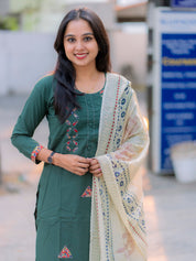 Emerald Green Printed Kurta Set for Women Designer Ethnic Wear