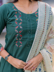 Emerald Green Printed Kurta Set for Women Designer Ethnic Wear