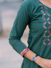 Emerald Green Printed Kurta Set for Women Designer Ethnic Wear