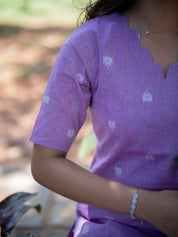 Lavender Handwoven Kurta Set with Striped Dupatta for Women Elegant Ethnic Wear