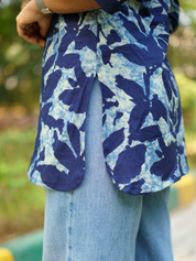 Indigo Leaf Printed Kurti for Women Casual Ethnic Cotton Wear