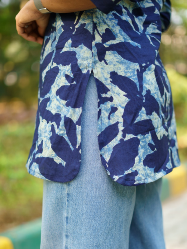 Indigo Leaf Printed Kurti for Women Casual Ethnic Cotton Wear