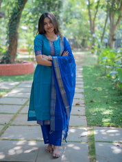 Royal Blue Kurta Set with Matching Dupatta for Women Elegant Ethnic Wear