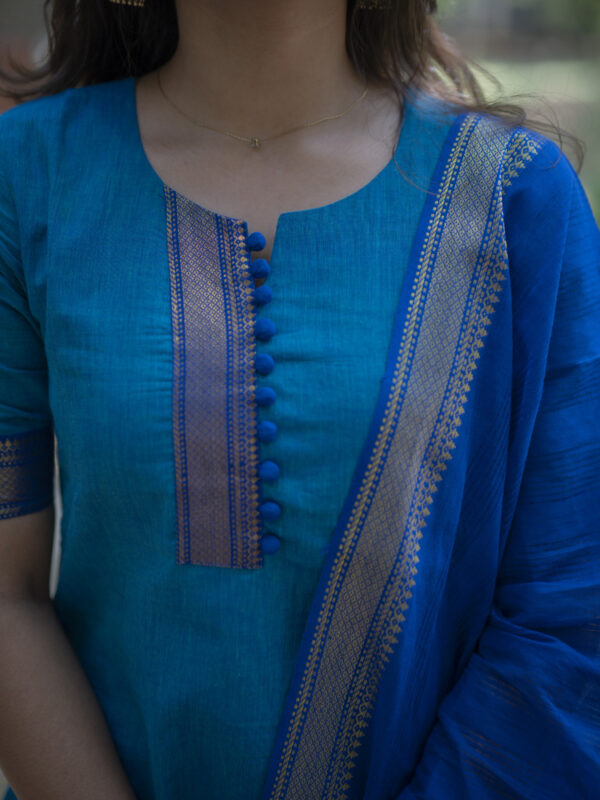 Royal Blue Kurta Set with Matching Dupatta for Women Elegant Ethnic Wear
