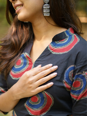 Midnight Target Printed Kurti for Women Stylish Black Casual Wear