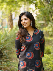 Midnight Target Printed Kurti for Women Stylish Black Casual Wear