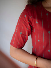 Brick Red Kurta Set with Aqua Blue Dupatta for Women Elegant Ethnic Wear