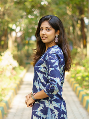 Indigo Leaf Printed Kurti for Women Casual Ethnic Cotton Wear