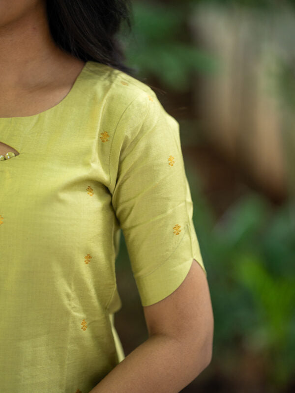 Lime Green Kurta Set with Floral Printed Dupatta for Women Elegant Ethnic Wear