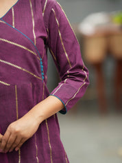 Purple Striped Kurta Set with Teal Dupatta for Women Elegant Traditional Ethnic Wear