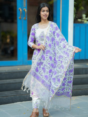 Lavender Floral Printed Kurta Pant Dupatta Set for Women Elegant Ethnic Cotton Suit