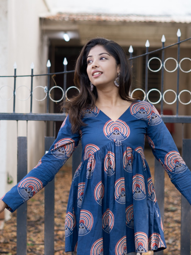Indigo Aura Peplum Top for Women Stylish Printed Casual Wear
