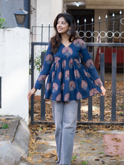 Indigo Aura Peplum Top for Women Stylish Printed Casual Wear