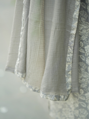 Silver Mist Embroidered Kurta Set for Women Elegant Grey Ethnic Wear