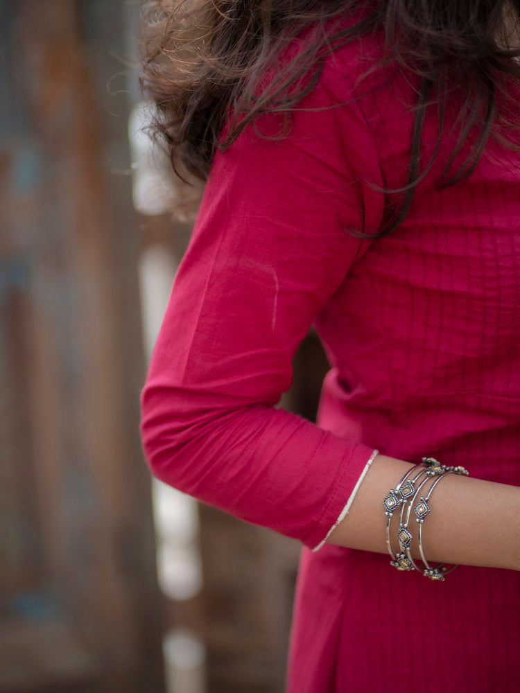 Magenta Cotton Kurta Set with Dupatta for Women Stylish Ethnic Wear