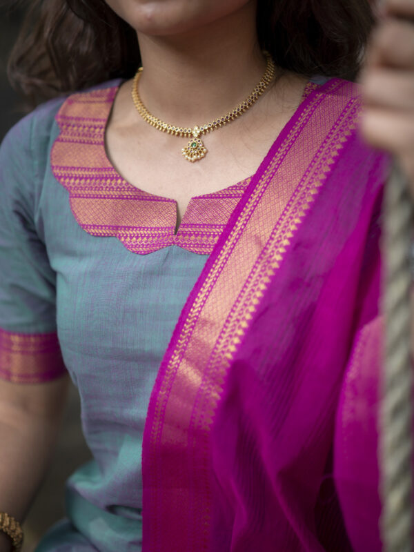Sky Blue Kurta Set with Pink Dupatta for Women Elegant Festive Ethnic Wear