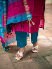 Pink Kurta Set with Sky Blue Dupatta for Women Traditional Festive Ethnic Wear