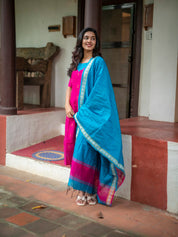Pink Kurta Set with Sky Blue Dupatta for Women Traditional Festive Ethnic Wear