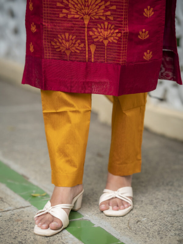 Maroon Kurta Set with Mustard Dupatta for Women Traditional Festive Ethnic Wear