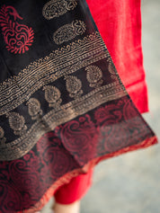 Red Black Embroidered Kurta Pant Dupatta Set for Women | Elegant Festive Ethnic Suit