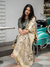 Olive Green Kurta Set with Cream Printed Dupatta for Women Elegant Ethnic Wear